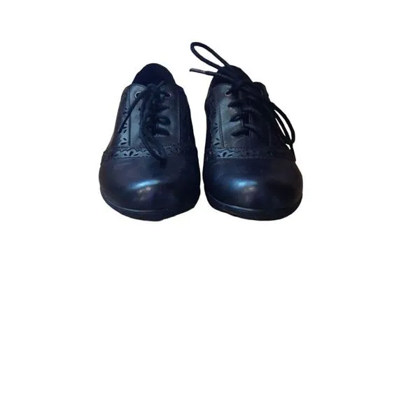 Rockport Cobb Hill Gratasha Oxford Black Leather Shoes Wedged Heel Witchy Size 7