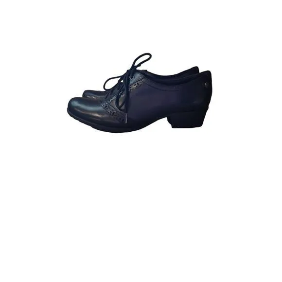 Rockport Cobb Hill Gratasha Oxford Black Leather Shoes Wedged Heel Witchy Size 7