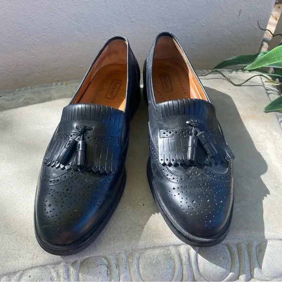 Rockport Mens Wing Tip Tassel Brogue Loafers 9.5 M Black Leather Sty3908