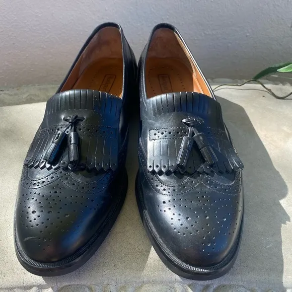 Rockport Mens Wing Tip Tassel Brogue Loafers 9.5 M Black Leather Sty3908