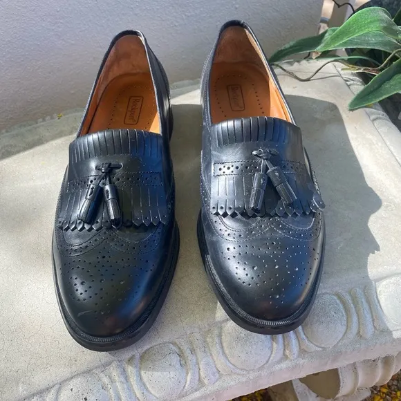 Rockport Mens Wing Tip Tassel Brogue Loafers 9.5 M Black Leather Sty3908