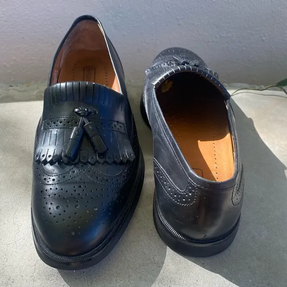 Rockport Mens Wing Tip Tassel Brogue Loafers 9.5 M Black Leather Sty3908