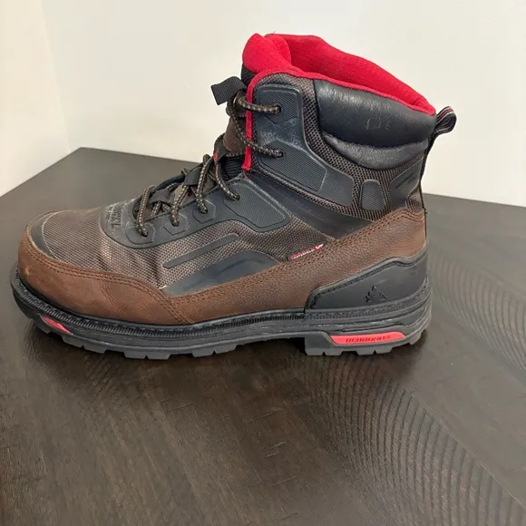 Rocky Dark Brown and Red Work Boots with Composite Toe Men’s Size 11.5