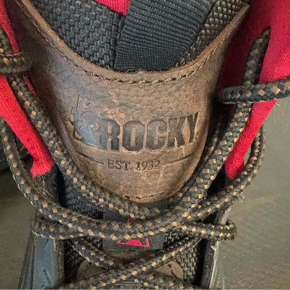 Rocky Dark Brown and Red Work Boots with Composite Toe Men’s Size 11.5