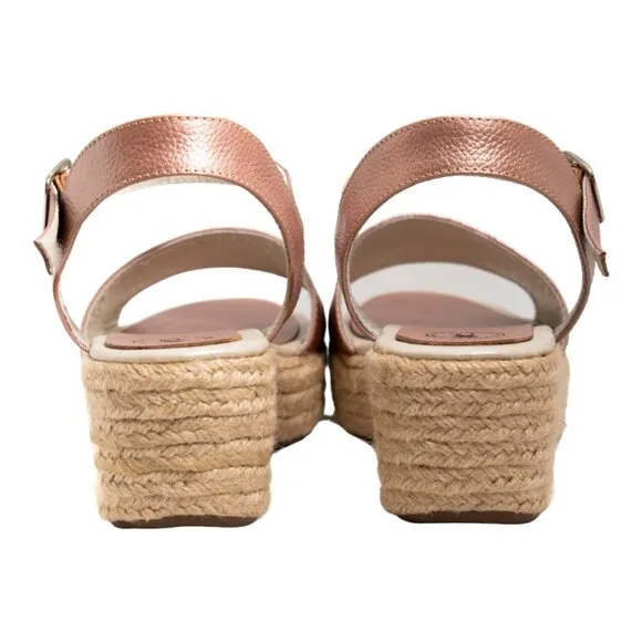 Rose Gold Espadrille Wedge Sandal