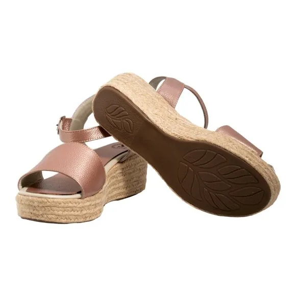 Rose Gold Espadrille Wedge Sandal