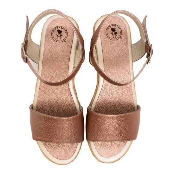 Rose Gold Espadrille Wedge Sandal