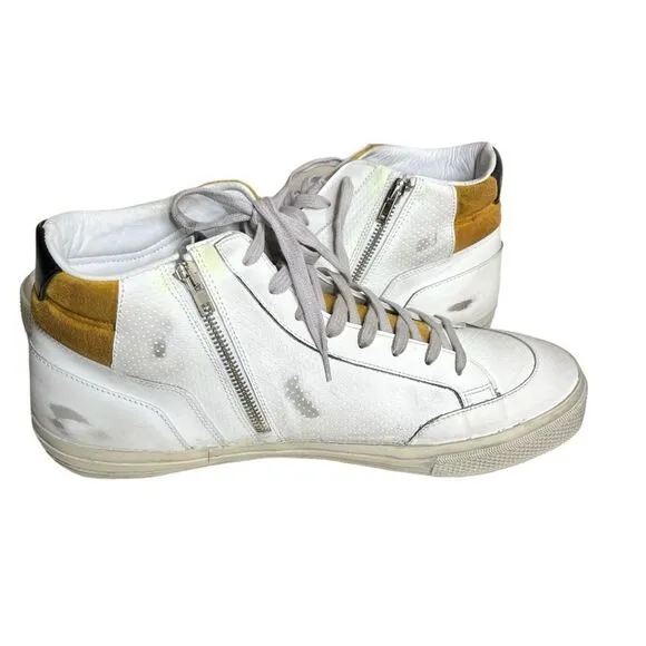 ROSS &amp; SNOW Las Vegas White Leather Shoes High Top Sneakers Lace &amp; Zip Size 15