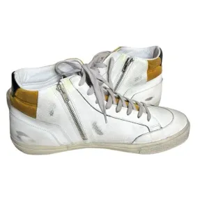 ROSS &amp; SNOW Las Vegas White Leather Shoes High Top Sneakers Lace &amp; Zip Size 15