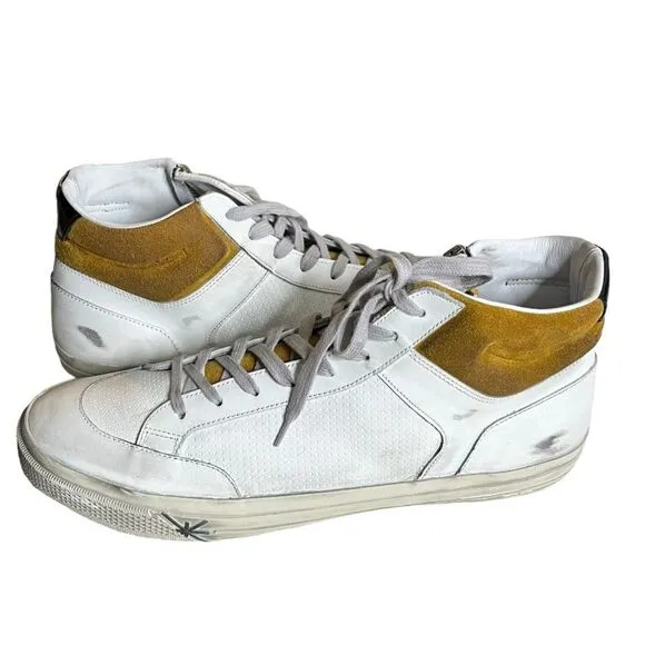 ROSS &amp; SNOW Las Vegas White Leather Shoes High Top Sneakers Lace &amp; Zip Size 15