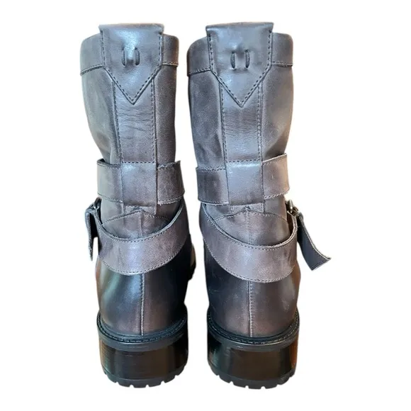 Ross Snow Cristina Distressed Italy Shearling Moto Boots Weatherproof W12 M10.5