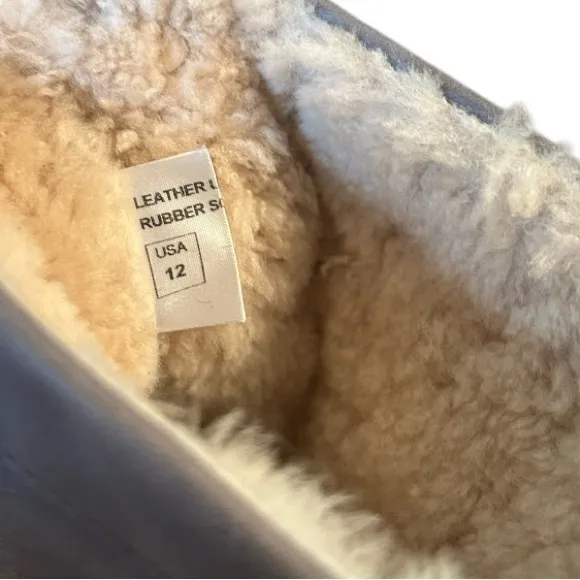 Ross Snow Cristina Distressed Italy Shearling Moto Boots Weatherproof W12 M10.5