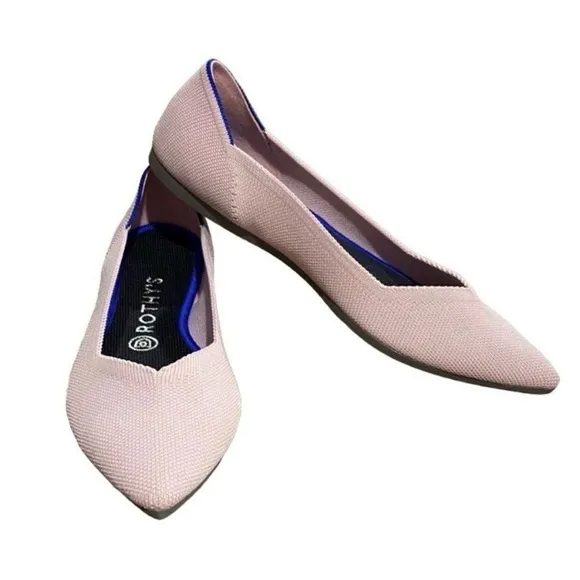 Rothy's Light Pink Point Toe Flat Shoes Women's Size 10.5