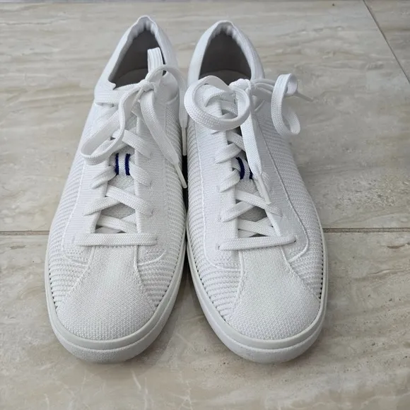 Rothy's The Lace Up Bright White Sneakers Knit Casual Shoes Comfortable Size 7