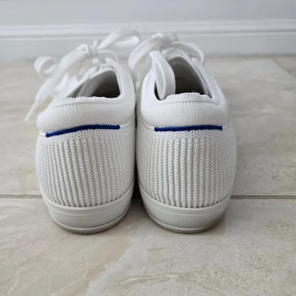 Rothy's The Lace Up Bright White Sneakers Knit Casual Shoes Comfortable Size 7