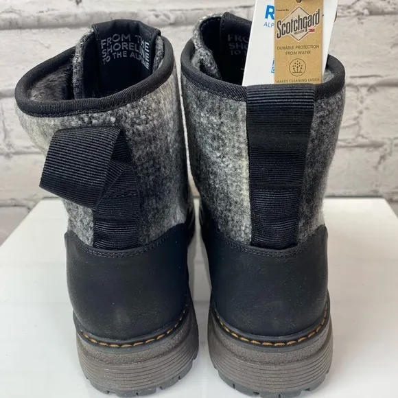 Roxy Hail Ya Black Plaid Flannel Waterproof Lined Ankle Boots size 9.5 NEW