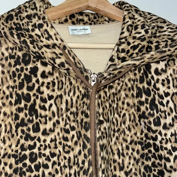 Saint Laurent leopard print jacket with hoodie