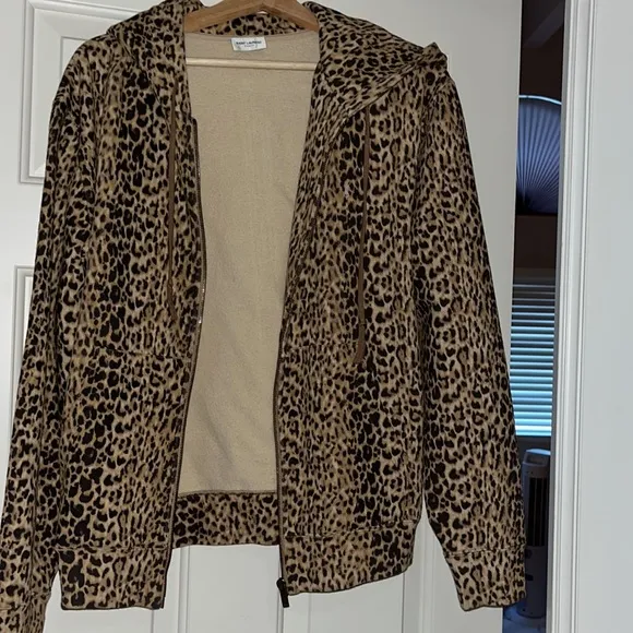 Saint Laurent leopard print jacket with hoodie