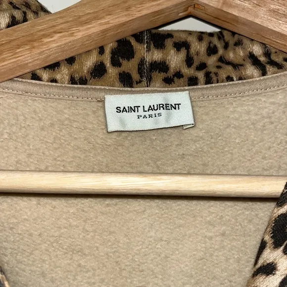 Saint Laurent leopard print jacket with hoodie
