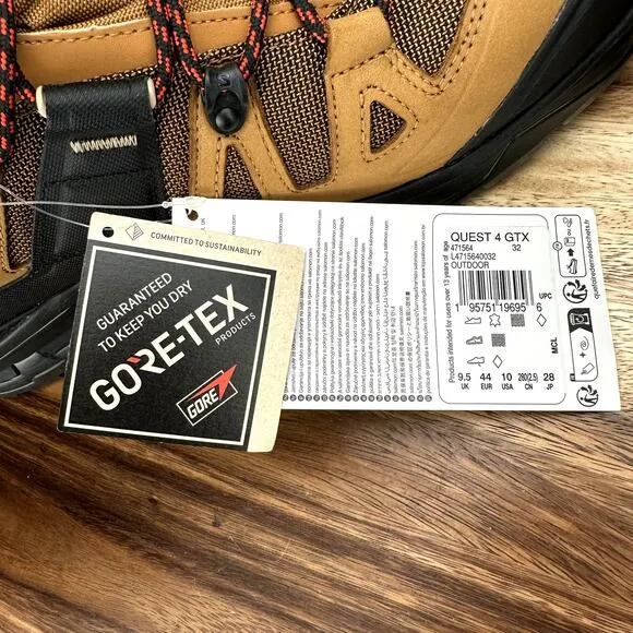 Salomon Quest 4 GTX Gore-Tex Men's 10 Waterproof Brown Leather Hiking Boots