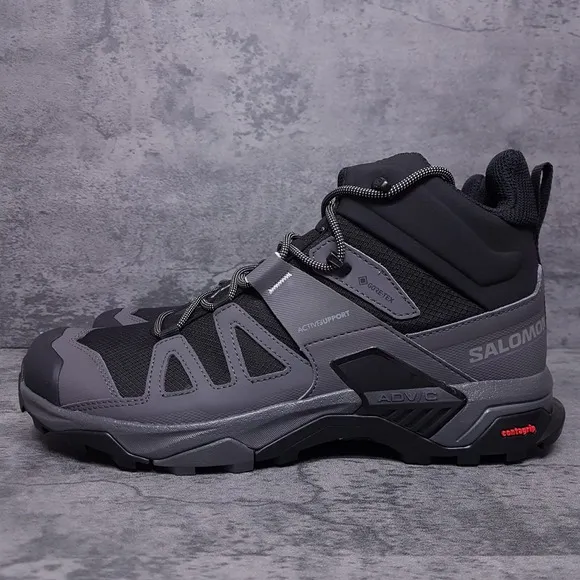 SALOMON X Ultra 4 Mid GTX Gore Tex Hiking Trail Boots Mens Size 11 Grey Black