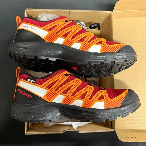 Salomon XA Pro V8 CSWP J Red Dahlia Orange Pepper Hiking Shoes 6