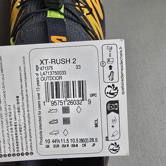Salomon XT Rush 2 Unisex Gray Orange Drawstring Hiking Running Shoes