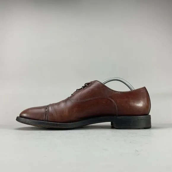 Salvatore Ferragamo Men’s Size 10 Brown Leather Cap Toe Oxfords Dress Shoes EUC