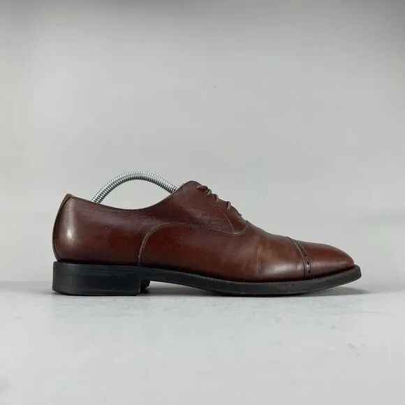 Salvatore Ferragamo Men’s Size 10 Brown Leather Cap Toe Oxfords Dress Shoes EUC