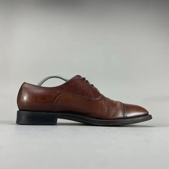 Salvatore Ferragamo Men’s Size 10 Brown Leather Cap Toe Oxfords Dress Shoes EUC