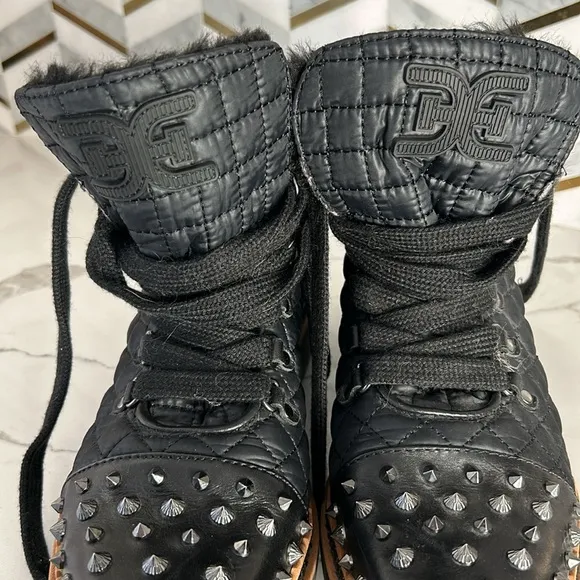 Sam Edelman Bren Quilted Studded Black Moto Boots women’s size 8