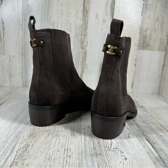 Sam Edelman Bronson Low Stack Heel Bootie in Brown Suede #1146