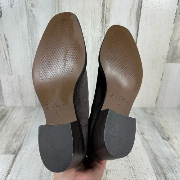 Sam Edelman Bronson Low Stack Heel Bootie in Brown Suede #1146