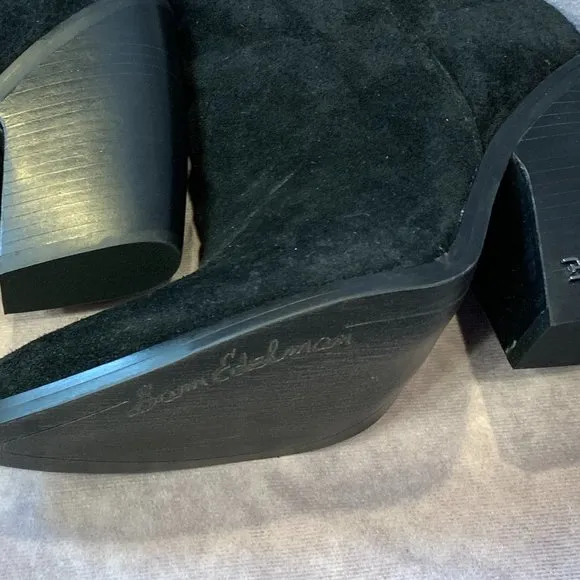SAM EDELMAN NEW ANNABEL BLACK SUEDE BOOTS, NEW IN REPLACEMENT BOX