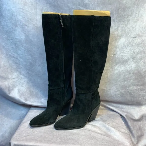 SAM EDELMAN NEW ANNABEL BLACK SUEDE BOOTS, NEW IN REPLACEMENT BOX