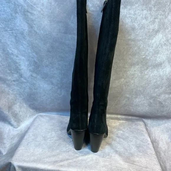 SAM EDELMAN NEW ANNABEL BLACK SUEDE BOOTS, NEW IN REPLACEMENT BOX
