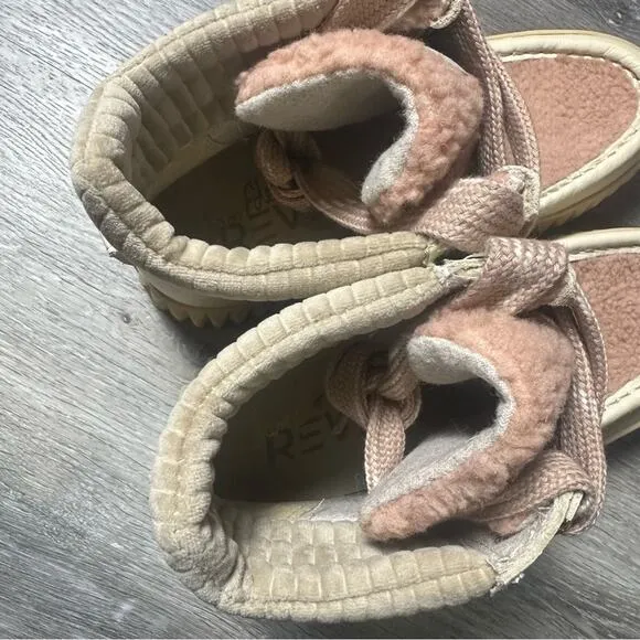 Sam Edelman Reve Fay Leather Sherpa Shoes Ivory Pink NEW