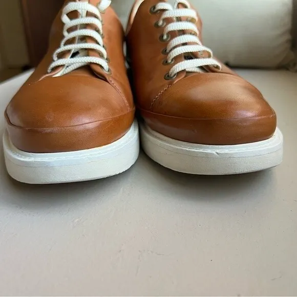 Samuel Hubbard Fast Burnished Tan Brown Leather Lace Up Sneaker Shoes Men’s 8