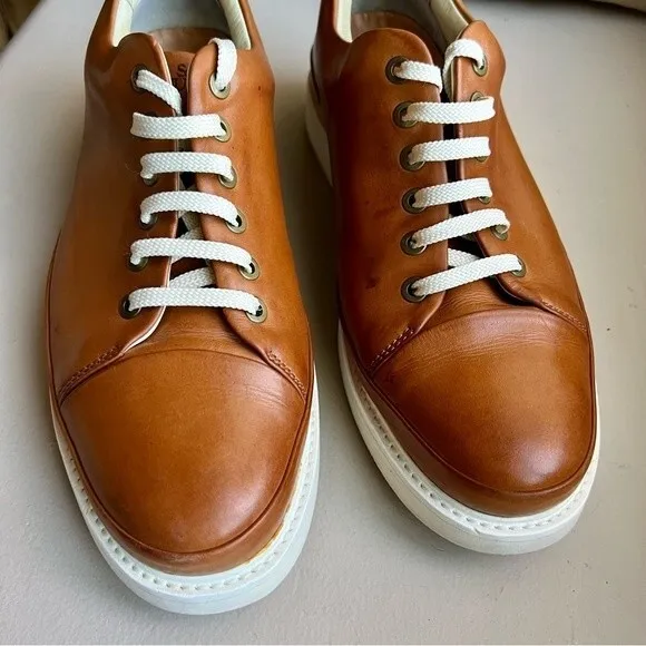 Samuel Hubbard Fast Burnished Tan Brown Leather Lace Up Sneaker Shoes Men’s 8