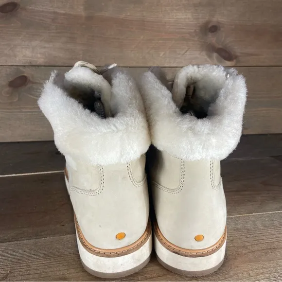 samuel hubbard shear alpine womens size 9 shoes beige shearling lined snow boots