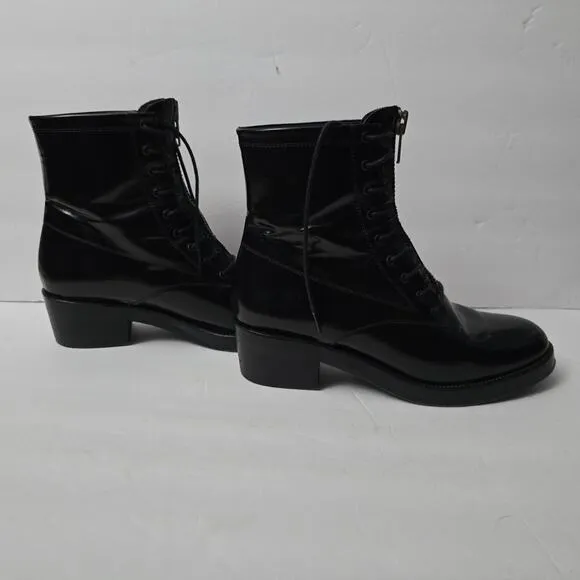 Sandro Patent Leather Combat Boots 39 – Edgy, Feminine, Festival
