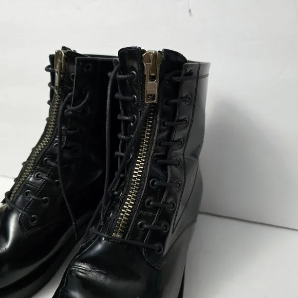 Sandro Patent Leather Combat Boots 39 – Edgy, Feminine, Festival