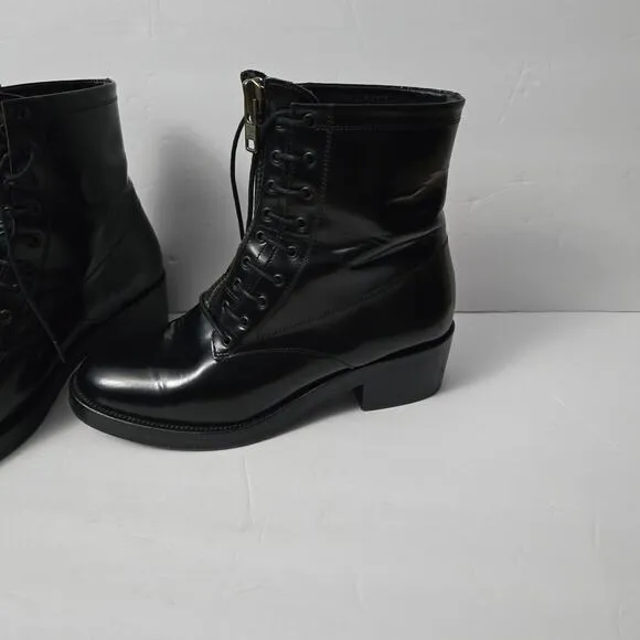 Sandro Patent Leather Combat Boots 39 – Edgy, Feminine, Festival
