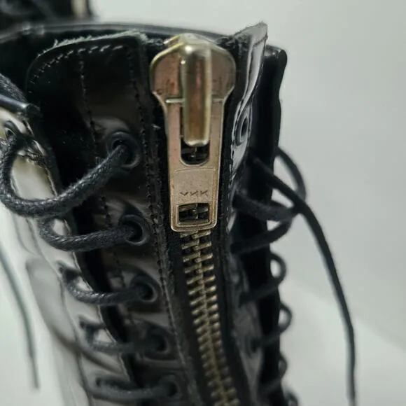 Sandro Patent Leather Combat Boots 39 – Edgy, Feminine, Festival