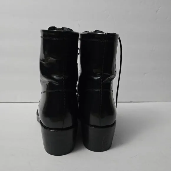 Sandro Patent Leather Combat Boots 39 – Edgy, Feminine, Festival