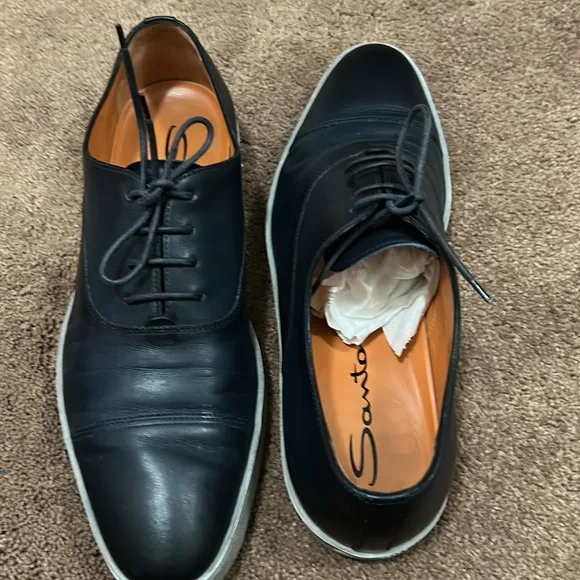 Santoni leather men shoes