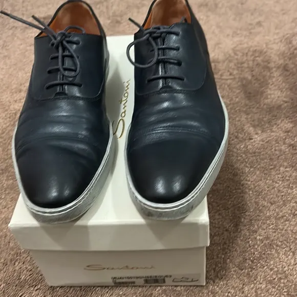Santoni leather men shoes