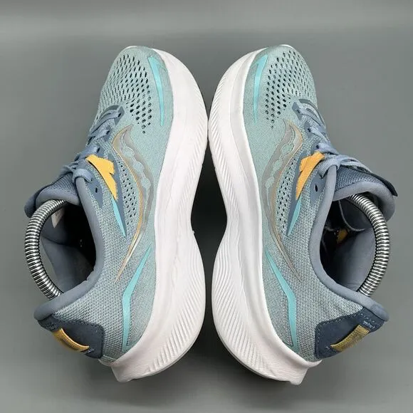 Saucony Ride 15 Womens 9 Light Blue White Running Shoes Athletic Currex Sneaker