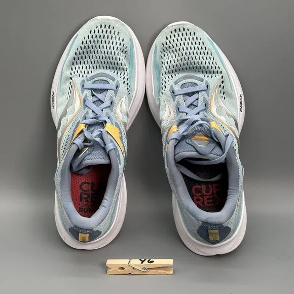 Saucony Ride 15 Womens 9 Light Blue White Running Shoes Athletic Currex Sneaker