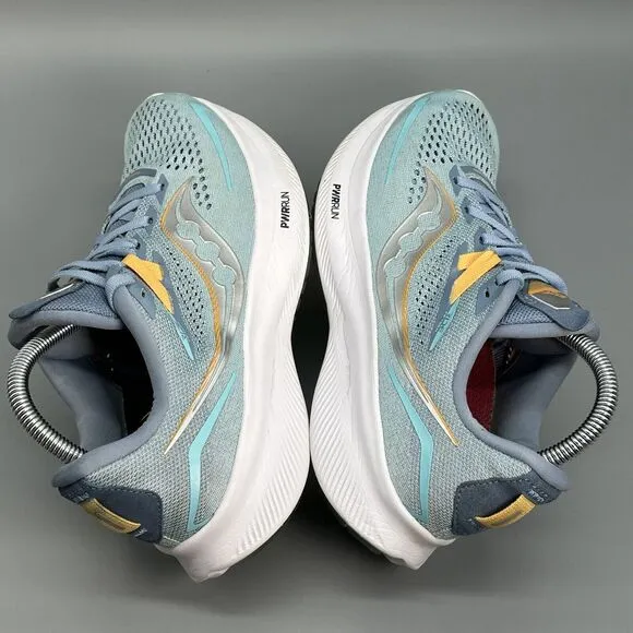 Saucony Ride 15 Womens 9 Light Blue White Running Shoes Athletic Currex Sneaker